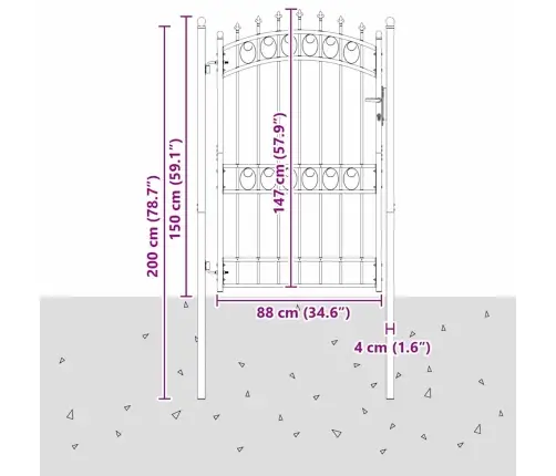 Žoga Vārti Ar Naglām Pelēka 200 X 100 Cm Pulverkrāsots Tērauds Vidaxl
