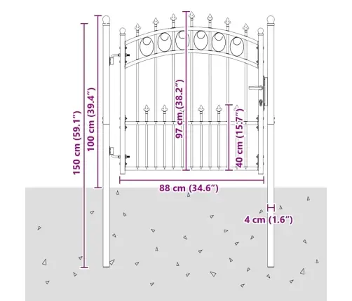 Aiavärav Okkadega Hall 100 X 100 Cm Pulbervärvitud Teras