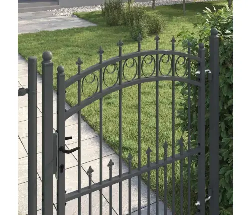 Vārti Ar Špīlēm Pelēka 125 X 100 Cm Pulverkrāsots Tērauds Vidaxl