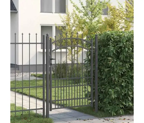 Vārti Ar Špīlēm Pelēka 170 X 100 Cm Pulverkrāsots Tērauds Vidaxl