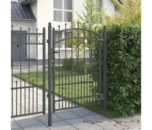 Vārti Ar Špīlēm Pelēka 170 X 100 Cm Pulverkrāsots Tērauds Vidaxl