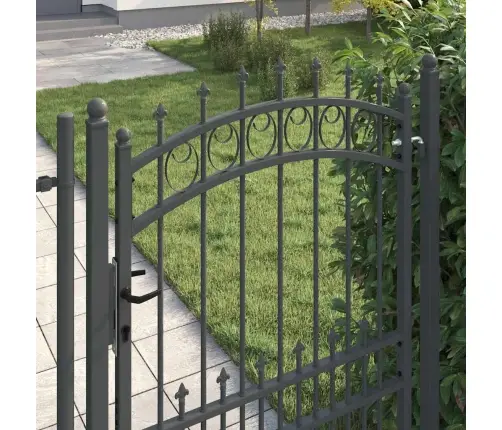 Vārti Ar Špīlēm Pelēka 170 X 100 Cm Pulverkrāsots Tērauds Vidaxl