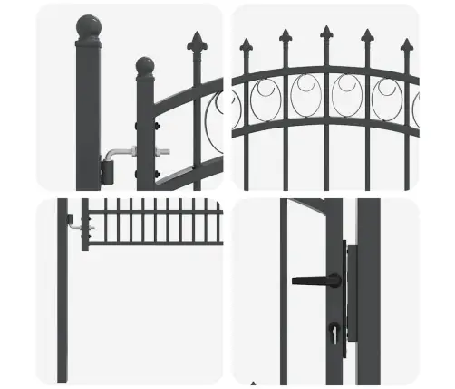 Tvoros Vartai Su Smailiais Pilka 200 X 100 Cm