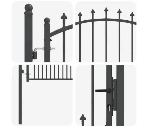 Tvoros Vartai Su Smailiais Su Užraktu Pilka 100 X 100 Cm