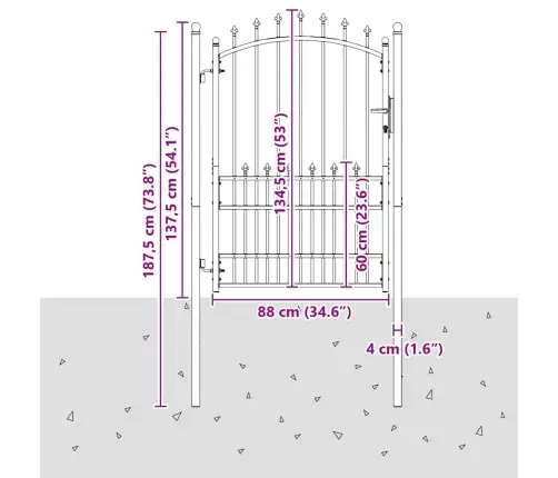 Aiavärav Okkadega Lukuga Hall 170 X 100 Cm Pulbervärvitud Teras
