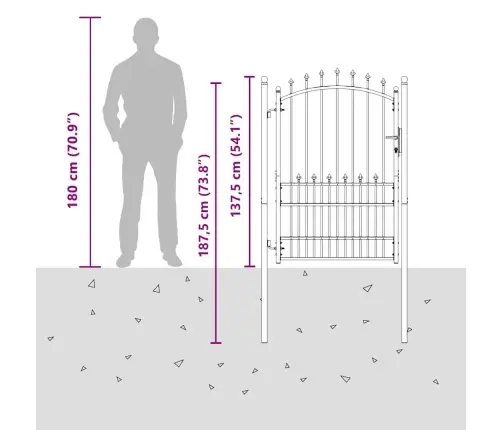 Aiavärav Okkadega Lukuga Hall 170 X 100 Cm Pulbervärvitud Teras