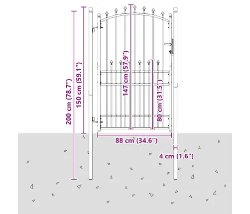 Žoga Vārti Ar Naglām Pelēka 200 X 100 Cm Pulverkrāsots Tērauds Vidaxl