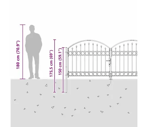 Tvora Vartai Su Užraktu Pilka 301 X 224.5 Cm Plienas