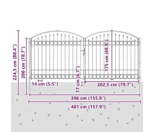 Tvora Su Užraktu Pilka 400 X 175 Cm Plienas