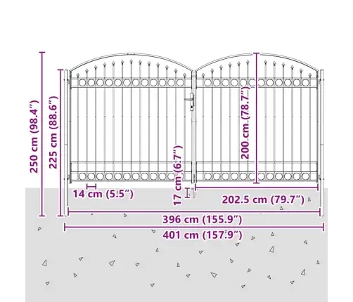Žoga Vārti Ar Slēdzeni Pelēka 400 X 200 Cm Tērauds Vidaxl