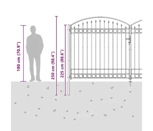 Žoga Vārti Ar Slēdzeni Pelēka 400 X 200 Cm Tērauds Vidaxl
