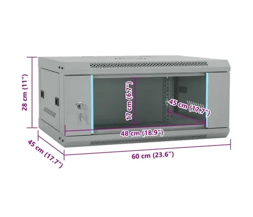 Tīkla Skapis Ar Uzglabāšanu Pelēka 60 X 45 X 28 Cm Tērauds Vidaxl