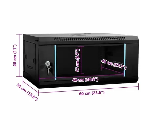 Tīkla Skapis Ar Uzglabāšanu Melna 60 X 35 X 28 Cm Tērauds Vidaxl