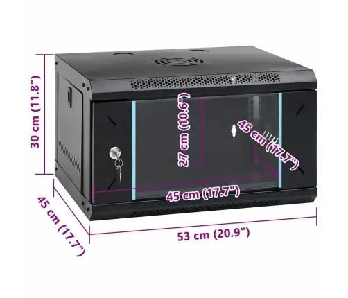 Tīkla Skapis Ar Uzglabāšanu Melna 53 X 45 X 30 Cm Tērauds Vidaxl