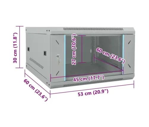 Tīkla Skapis Ar Uzglabāšanu Pelēka 53 X 60 X 30 Cm Tērauds Vidaxl