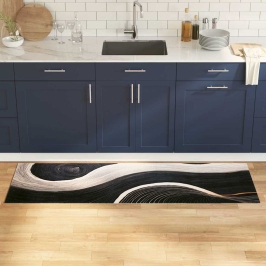 Virtuves Paklājs Art Deco Melna 180 X 60 Cm Samts Vidaxl