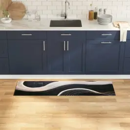 Virtuvės Kilimas Art Deco Juoda 150 X 45 Cm Aksomas