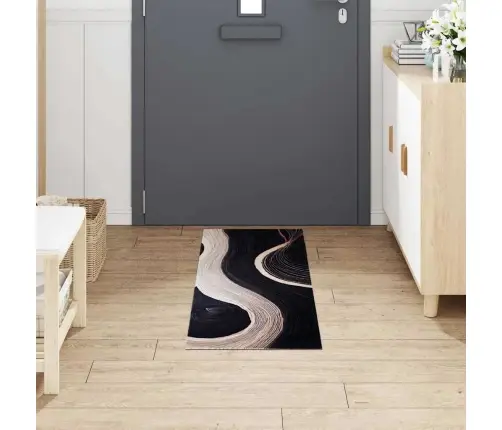 Virtuvės Kilimas Art Deco Juoda 150 X 45 Cm Aksomas