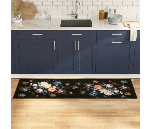 Virtuves Paklājs Floral Ziedi 60 X 180 Cm Samts Vidaxl