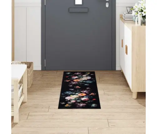 Virtuvės Kilimas Juoda 150 X 45 Cm Aksomas