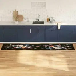 Köögivaip Lilled Must 300 X 60 Cm Samet