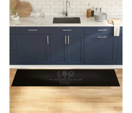 Virtuves Paklājs Melna 180 X 60 Cm Samts Vidaxl