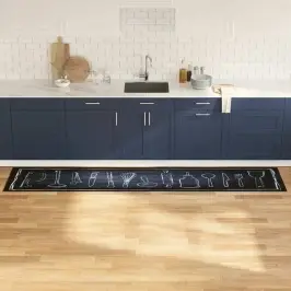 Virtuvės Kilimas „Toile“ Juoda 300 X 60 Cm Aksomas
