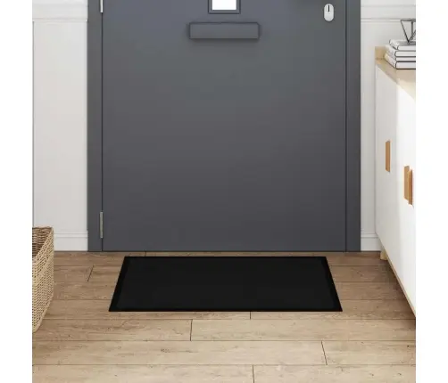 Durų Kilimėlis Juoda 60 X 40 X 1.2 Cm Teddy Audinys