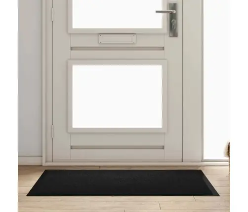 Durvju Paklājs Melna 80 X 120 Cm Teddy Audums Vidaxl