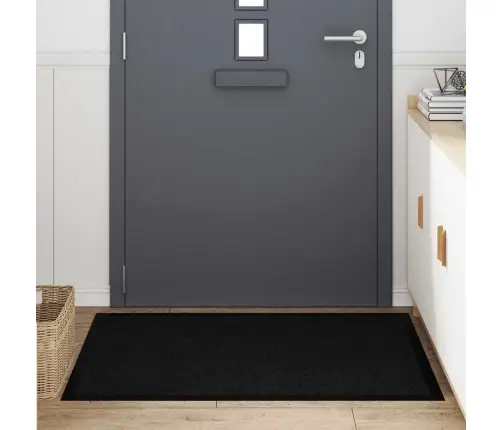 Durvju Paklājs Melna 80 X 120 Cm Teddy Audums Vidaxl