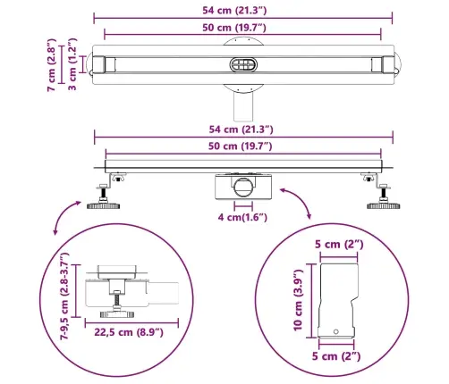 360° Dušivoolik Slim Mudeliga Hõbedane 50 Cm
