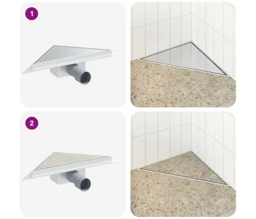 2 Ühes Kolmnurkne Dušši Äravool Hõbedane 25 X 25 Cm