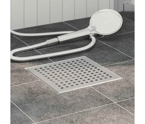 2 Vienā Dušas Drenāža Sudraba 20 X 20 Cm Vidaxl