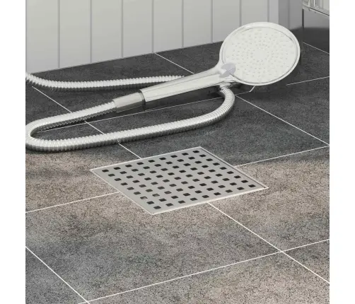 2 Vienā Dušas Drenāža Sudraba 15 X 15 Cm Vidaxl