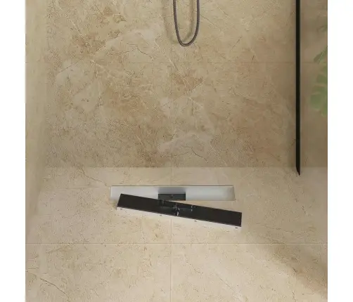 Dušas Notekvads Ar Stikla Vāku Melna 60 Cm Vidaxl