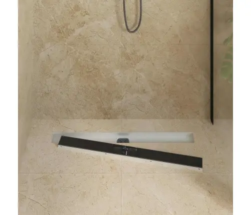 Duša Noteka Ar Stikla Vāku Un 360° Sifonu Melna 80 Cm Vidaxl