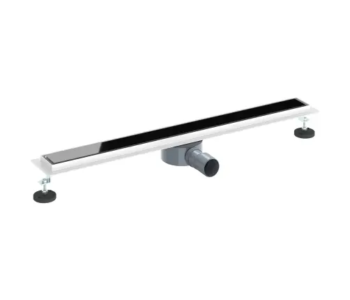 Duša Noteka Ar Stikla Vāku Un 360° Sifonu Melna 80 Cm Vidaxl