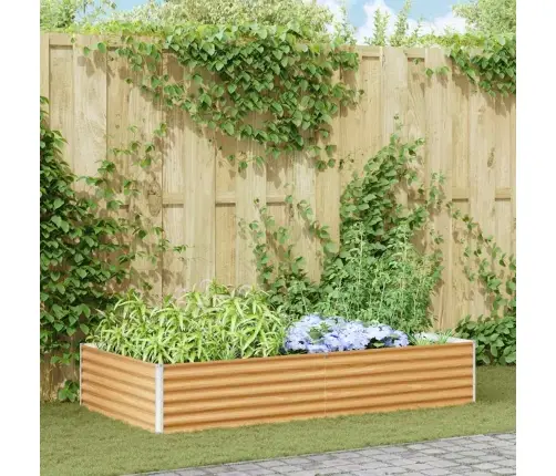 Augstā Puķu Kaste Gaiši Brūns 195 X 100 X 36 Cm Cinkots Tērauds Vidaxl