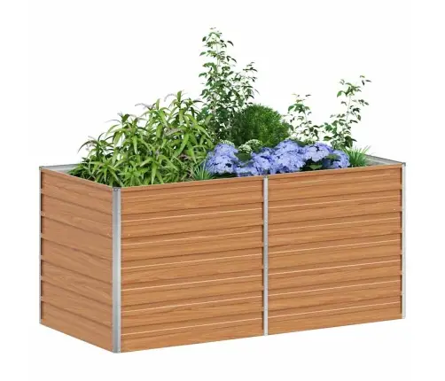 Augstā Puķu Kaste Gaiši Brūns 160 X 80 X 77 Cm Cinkots Tērauds Vidaxl