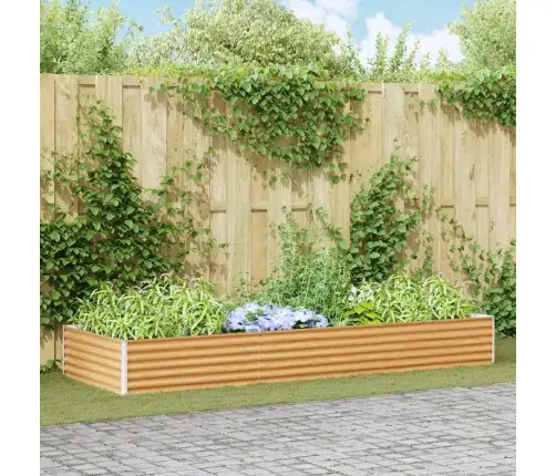 Augstā Puķu Kaste Gaiši Brūns 290 X 100 X 36 Cm Cinkots Tērauds Vidaxl