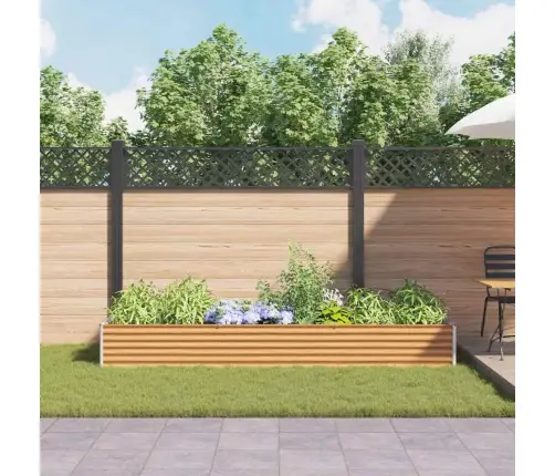 Augstā Puķu Kaste Gaiši Brūns 290 X 100 X 36 Cm Cinkots Tērauds Vidaxl