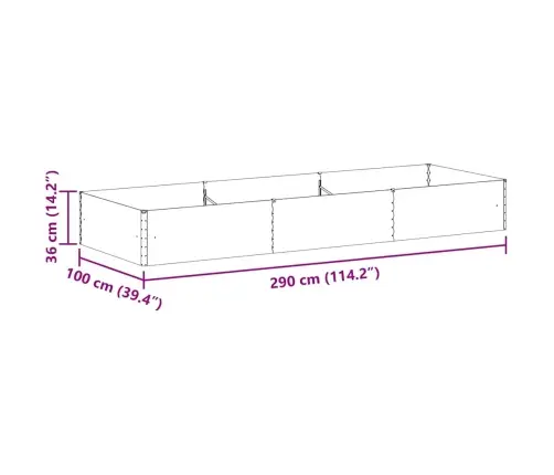 Augstā Puķu Kaste Gaiši Brūns 290 X 100 X 36 Cm Cinkots Tērauds Vidaxl