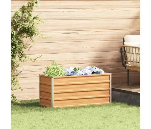 Augstā Puķu Kaste Gaiši Brūns 100 X 40 X 45 Cm Cinkots Tērauds Vidaxl