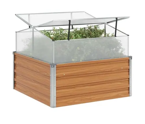 Dārza Podiņš Ar Siltumnīcu Gaiši Brūns 100 X 100 X 77 Cm Vidaxl