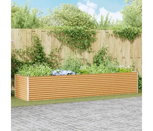 Augstā Puķu Kaste Gaiši Brūns 390 X 100 X 68 Cm Cinkots Tērauds Vidaxl