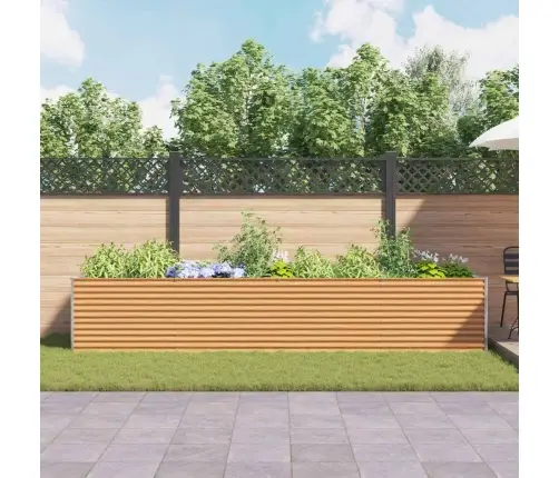 Augstā Puķu Kaste Gaiši Brūns 390 X 100 X 68 Cm Cinkots Tērauds Vidaxl