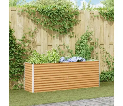 Augstā Puķu Kaste Gaiši Brūns 195 X 50 X 68 Cm Cinkots Tērauds Vidaxl