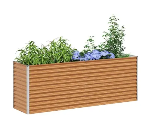 Augstā Puķu Kaste Gaiši Brūns 195 X 50 X 68 Cm Cinkots Tērauds Vidaxl