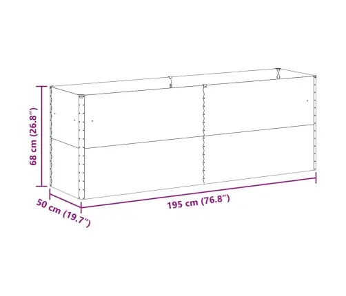 Augstā Puķu Kaste Gaiši Brūns 195 X 50 X 68 Cm Cinkots Tērauds Vidaxl