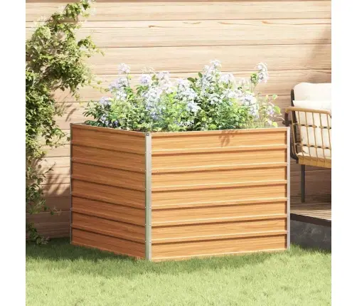 Augstā Puķu Kaste Gaiši Brūns 100 X 100 X 77 Cm Cinkots Tērauds Vidaxl